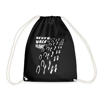 Horse Human Dog Never Alone - Drawstring Bag - black - Front