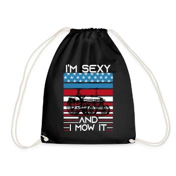 I m Sexy And I Mow It - Drawstring Bag - black - Front