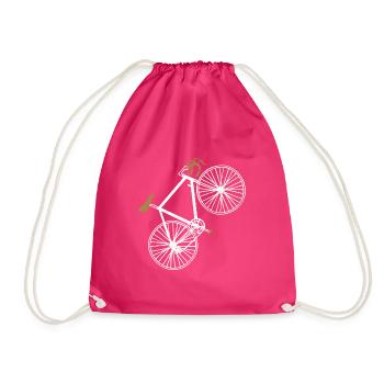 Road bike bicycle cycling racing cyclist gift - Drawstring Bag - fuchsia - Front