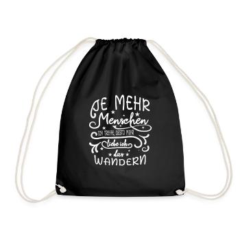 Hiking, hiker, trekking, funny, gift - Drawstring Bag - black - Front