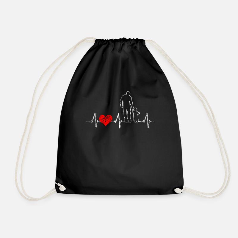 Vater und Kind Herzschlag Herz Vintage Style - Turnbeutel - Schwarz
