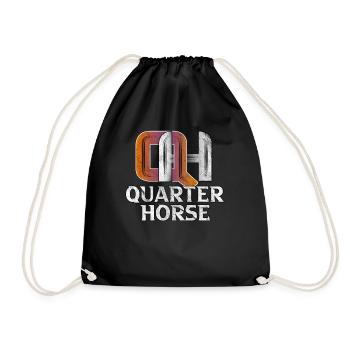 QH Quarter Horse Westernpferd Westernreiten - Turnbeutel - Schwarz - Vorne
