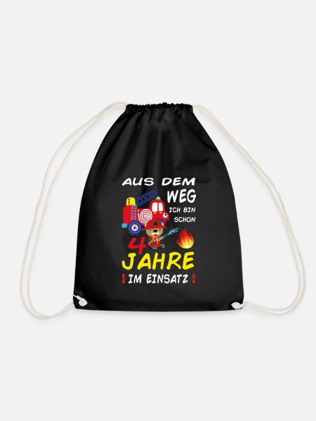 Jungs Geburtstag 4 Jahre Feuerwehrmann Geschenk - Turnbeutel - Schwarz