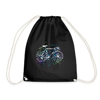 Fahrrad im kunstvollem Style - Turnbeutel - Schwarz - Vorne