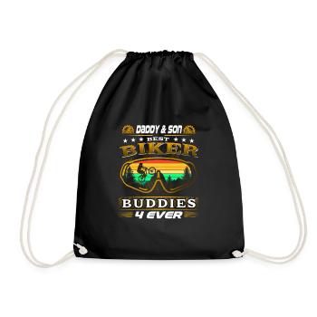 Mountain biker birthday father and son MTB bikers - Drawstring Bag - black - Front