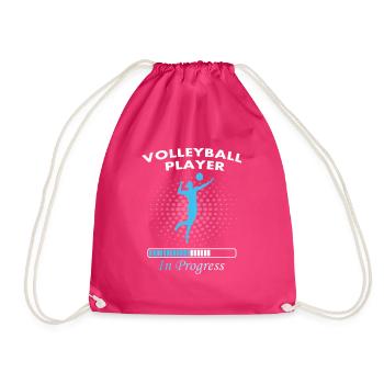 Volleyball Player Progress - Drawstring Bag - fuchsia - Front