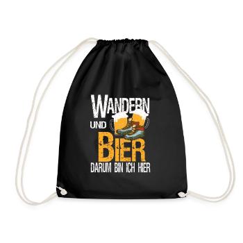 Wandern und Bier darum bin ich hier - Turnbeutel - Schwarz - Vorne