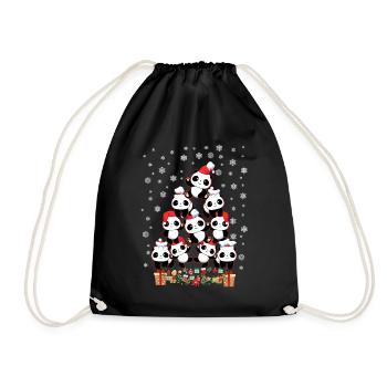 PANDA CHRISTMAS TREE - Drawstring Bag - black - Front