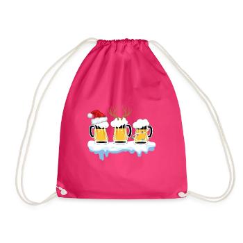 BEER SANTA HAT CHRISTMAS - Drawstring Bag - fuchsia - Front