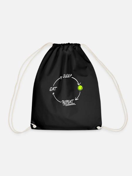 Eat Sleep tennis Repeat Tennisspieler Tennisball - Turnbeutel - Schwarz