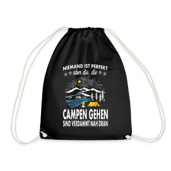 Camping auf dem Campingplatz - Turnbeutel - Schwarz - Vorne