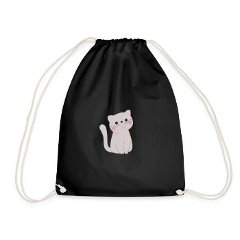 Cute cat - Drawstring Bag - black - Front