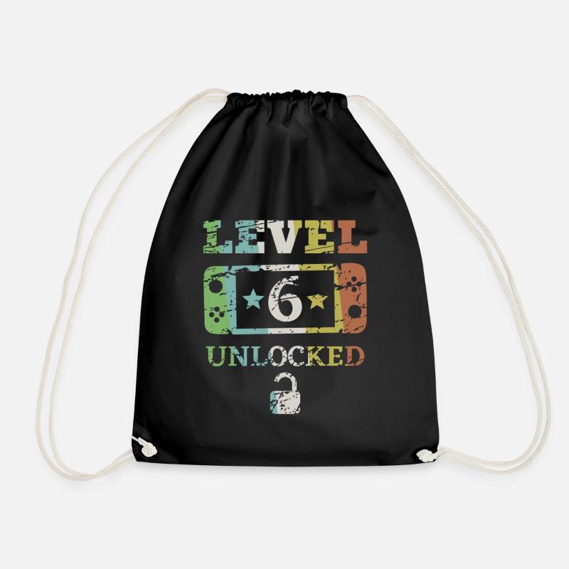 6. Geburtstag 6 Jahre Level 6 unlocked Geschenk - Turnbeutel - Schwarz