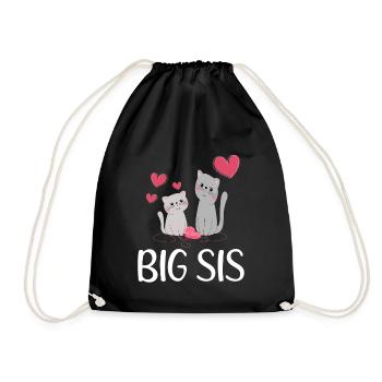 Die große Schwester Big Sis Katze Geschwister - Turnbeutel - Schwarz - Vorne