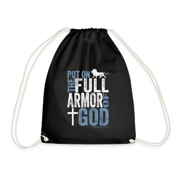 Jesus Christ Shirt Armor Ephesians 6:10 - Drawstring Bag - black - Front