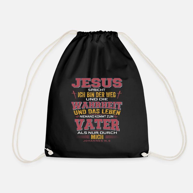 Jesus Christus Bibelvers Ich bin der Weg - Turnbeutel - Schwarz