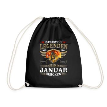 Feuerwehrmann Geburtstag Januar Feuerwehr Legende - Turnbeutel - Schwarz - Vorne