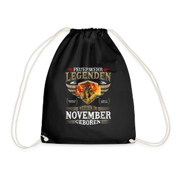 Feuerwehrmann Geburtstag November Feuerwehr Legend - Turnbeutel - Schwarz - Vorne
