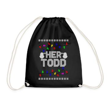 His Margo Her Todd Ugly Christmas Couple Matching - Drawstring Bag - black - Front