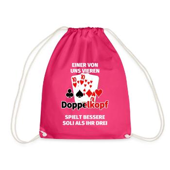 Doppelkopf lustiger Spruch - Turnbeutel - Fuchsia - Vorne