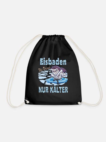 Eisbaden Spruch Kaltbaden Harter Hai - Drawstring Bag - black