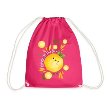 Squeeze The Day. - Drawstring Bag - fuchsia - Front