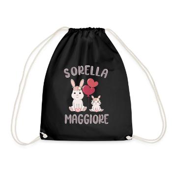 Sorella Maggiore Due Ragazze Coniglietto Bambina - Drawstring Bag - black - Front