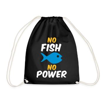 No fish no power - Drawstring Bag - black - Front