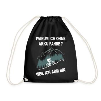 E-Bike, Mountainbike, bergauf, radfahren, Berge - Turnbeutel - Schwarz - Vorne
