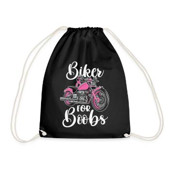 Pink Motorcycle Design Breast Cancer - Drawstring Bag - black - Front