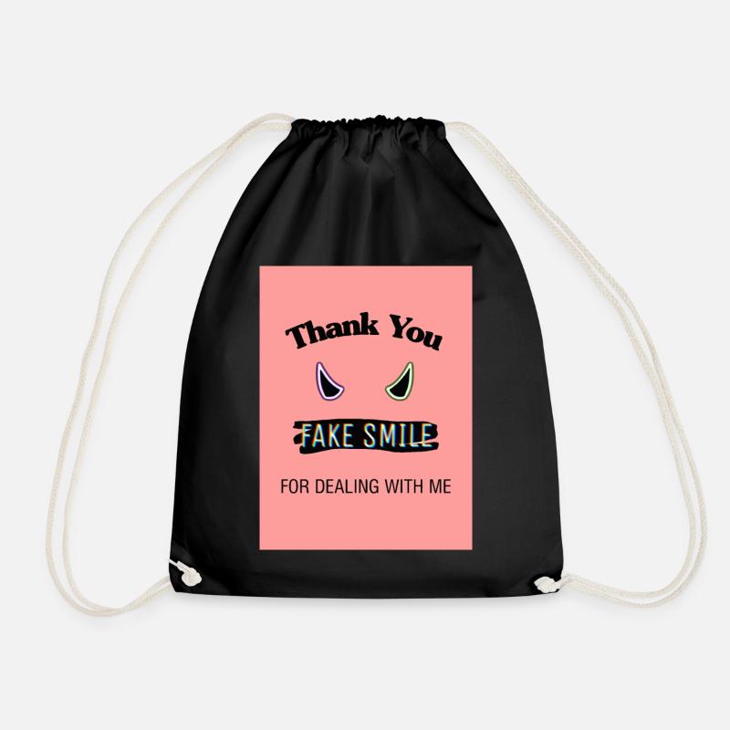 fake smile - Drawstring Bag - black