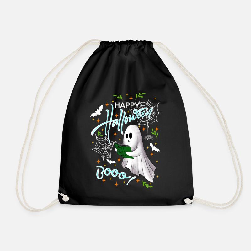 Happy Halloween Ghost - Drawstring Bag - black