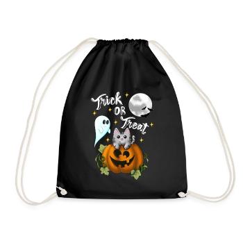 Tromper ou traiter le blanc de chat - Sac de sport léger - noir - Devant