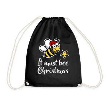 Weihnachten Biene must bee Christmas Geschenk - Turnbeutel - Schwarz - Vorne