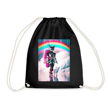 Cyborg Cats Sci-fi Geisha Gift Idea - Drawstring Bag - black - Front