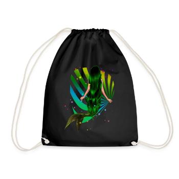 Sirène Arc-en-ciel vert Coquillage Mer - Sac de sport léger - noir - Devant