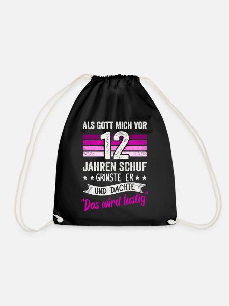 12. Geburtstag als Gott mich vor 12 Jahren schuf - Turnbeutel - Schwarz
