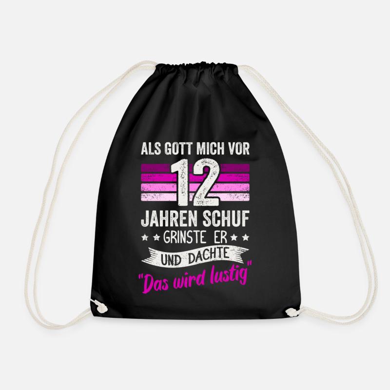 12. Geburtstag als Gott mich vor 12 Jahren schuf - Turnbeutel - Schwarz