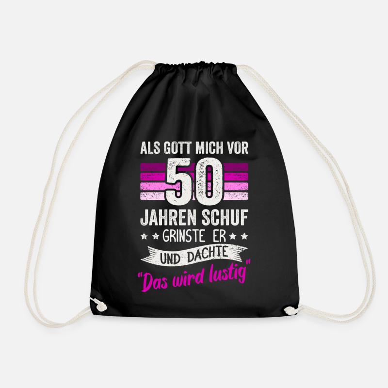 50. Geburtstag als Gott mich vor 50 Jahren schuf - Turnbeutel - Schwarz
