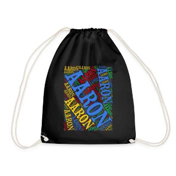 Aaron T-Shirt Word Cloud Geschenk-T-Shirt - Turnbeutel - Schwarz - Vorne