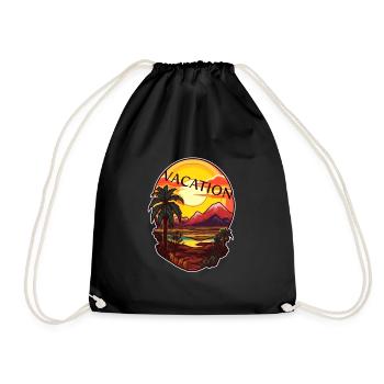 Vintage Vacation Sunset Beach - Drawstring Bag - black - Front