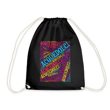 t-shirt Sicilia Acquedolci t-shirt word cloud t-shirt - Drawstring Bag - black - Front