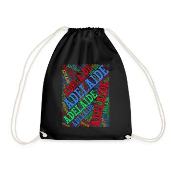 Adelaide T-Shirt T-Shirt Wortwolke Geschenkidee - Turnbeutel - Schwarz - Vorne