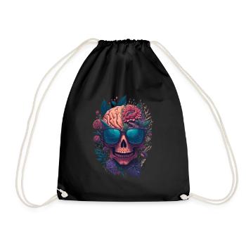 Crâne et fleurs, Crâne avec lunettes - Sac de sport léger - noir - Devant