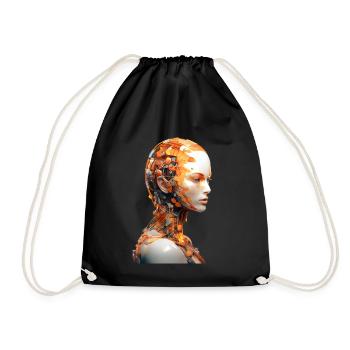 Portrait of a female android - Drawstring Bag - black - Front