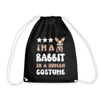 Rabbit Rabbit - Drawstring Bag - black - Front