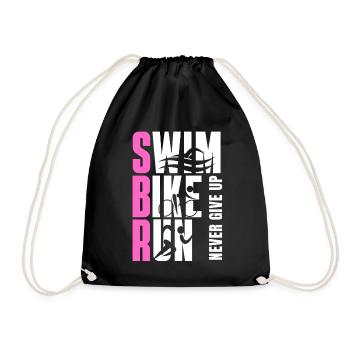 triathlon triathlete never give up rose - Sac de sport léger - noir - Devant