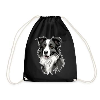 Border Collie - Drawstring Bag - black - Front