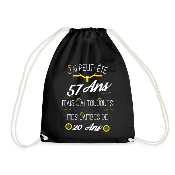 Cadeau 57 ans cycliste - Sac de sport léger - noir - Devant