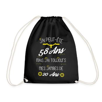 Cadeau 58 ans cycliste encore des jambes de 20 ans - Sac de sport léger - noir - Devant